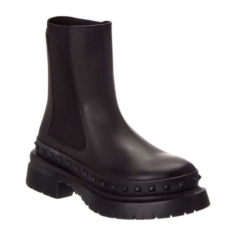 Valentino Beatle Leather Boot, Black